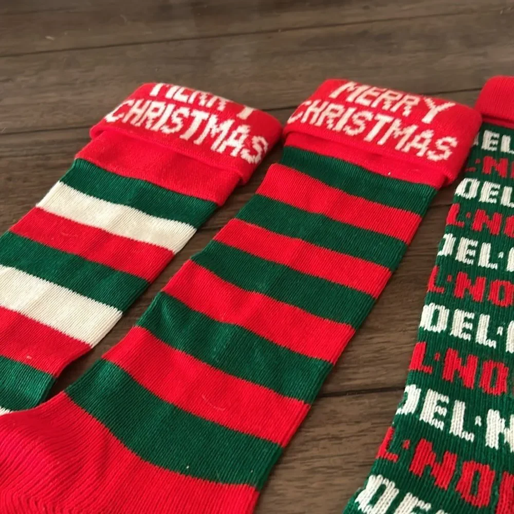 Set of 4 Christmas stocking knit 24'' Noel and Ho ho ho merry Christmas